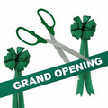 Grand Opening Kit-25" Ceremonial Scissors, Ribbon, Bows (Silver/Green)